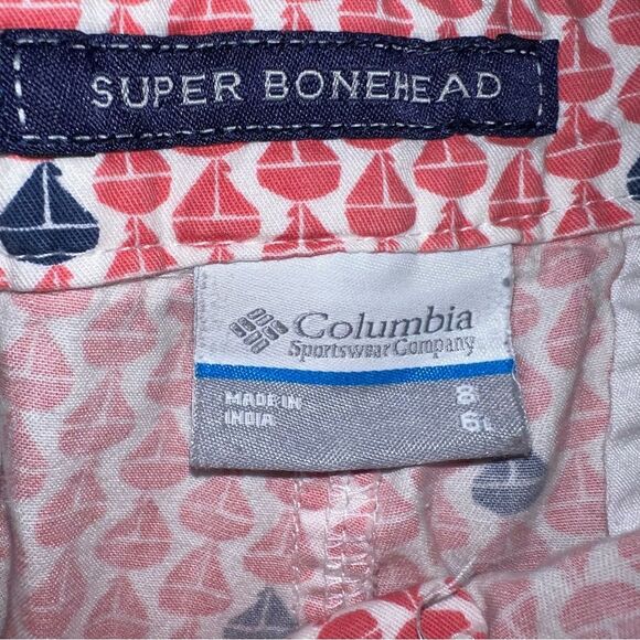 Columbia Super Bonehead Shorts Sailboats Size 8 Cotton Pink Blue Summer Preppy - Picture 4 of 10